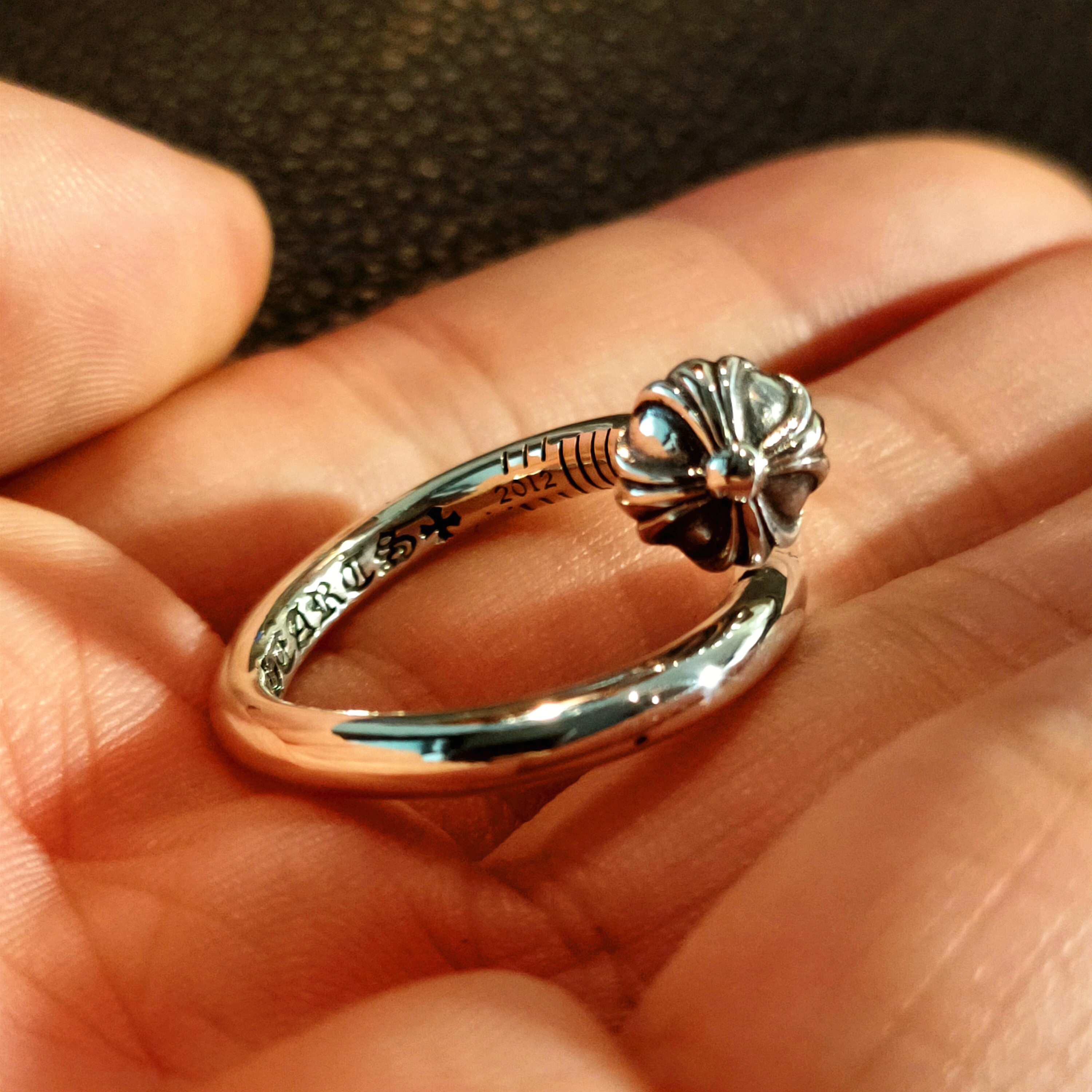 纯银网红rockagech风格电镀22k镶钻钉子十字情侣戒指