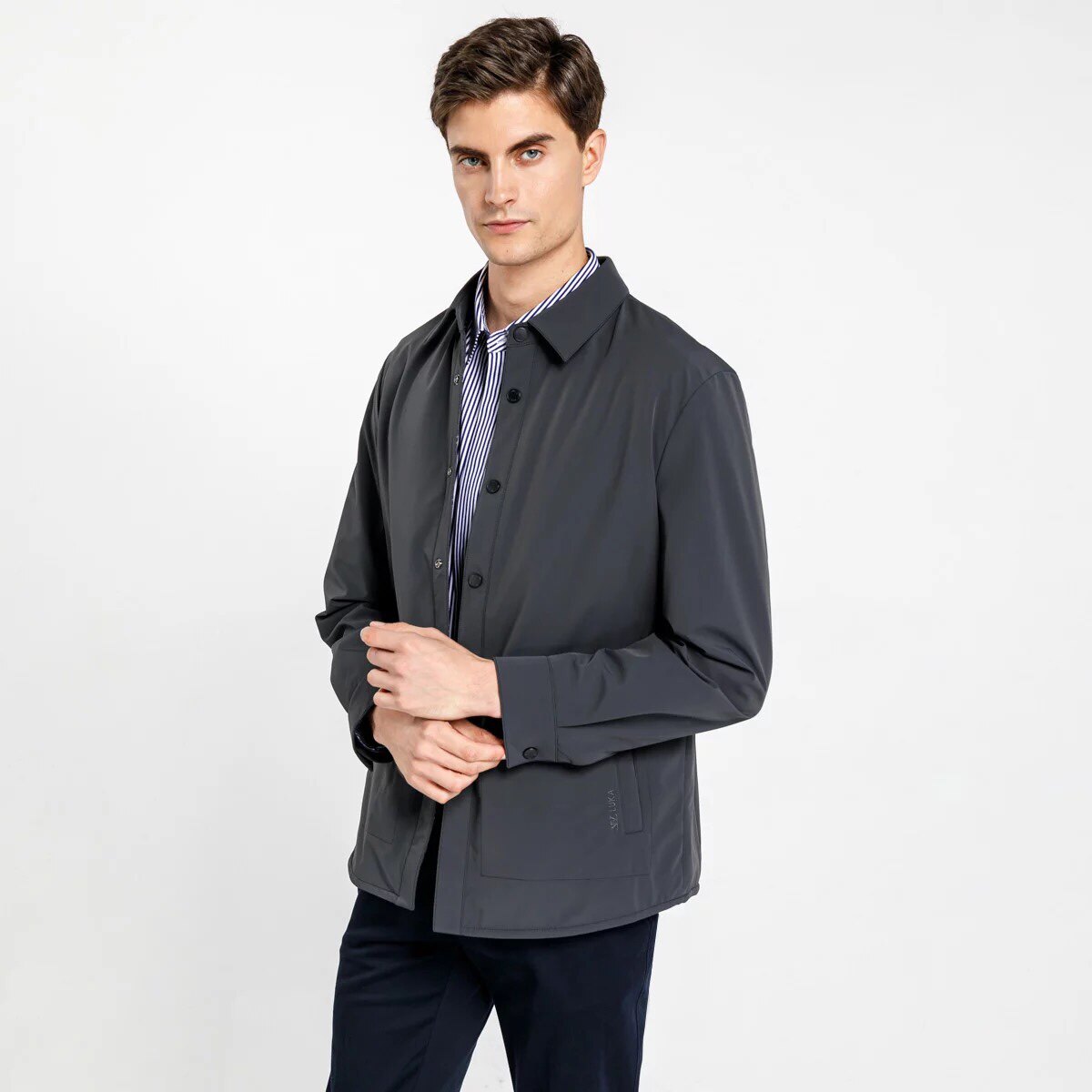 路卡迪龙正品2021秋季新款经典大气男式带扣外套夹克