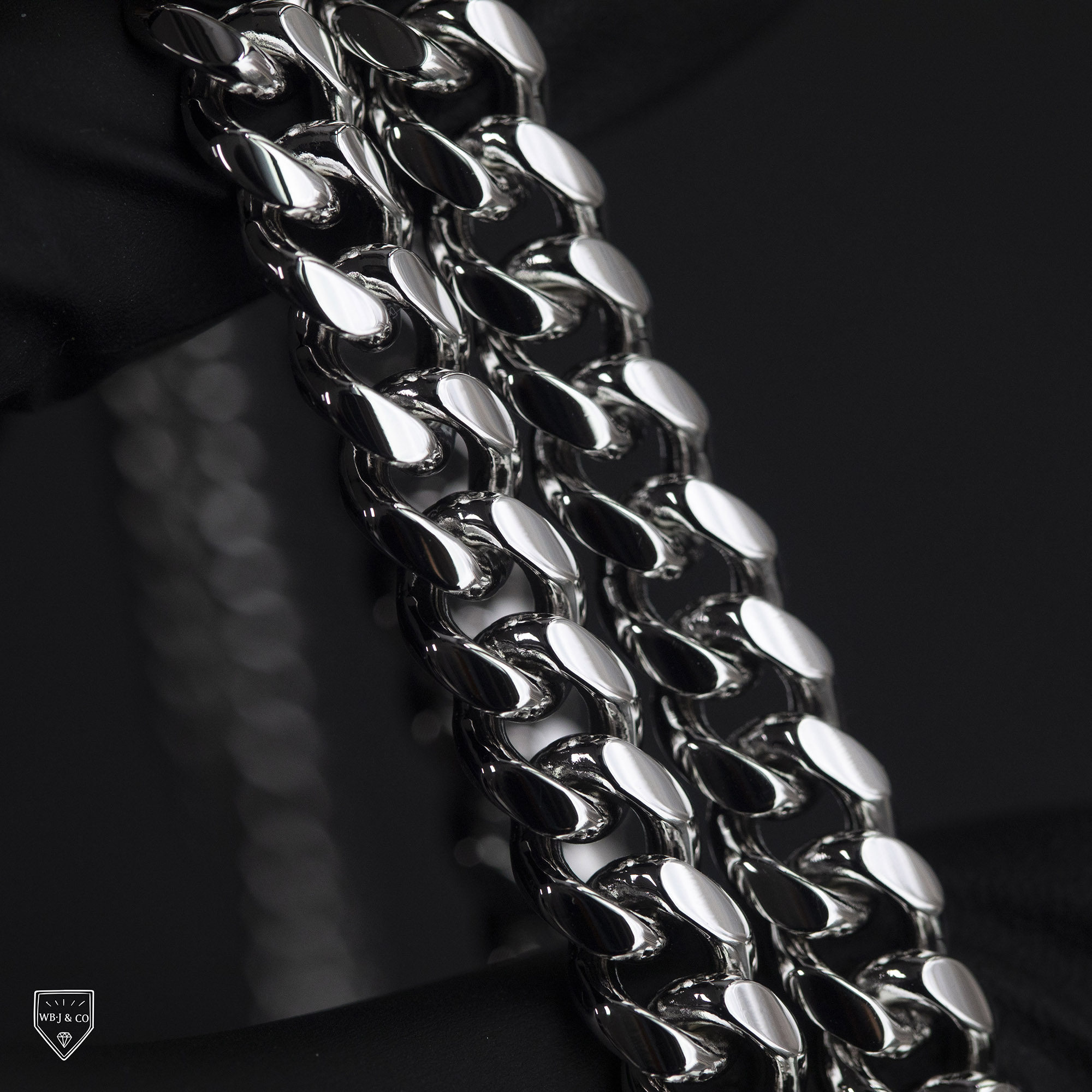 wbj定制珠宝95mm古巴链纯银古巴925银