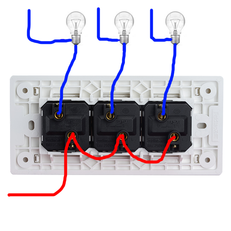 单控三联开关接线图图片