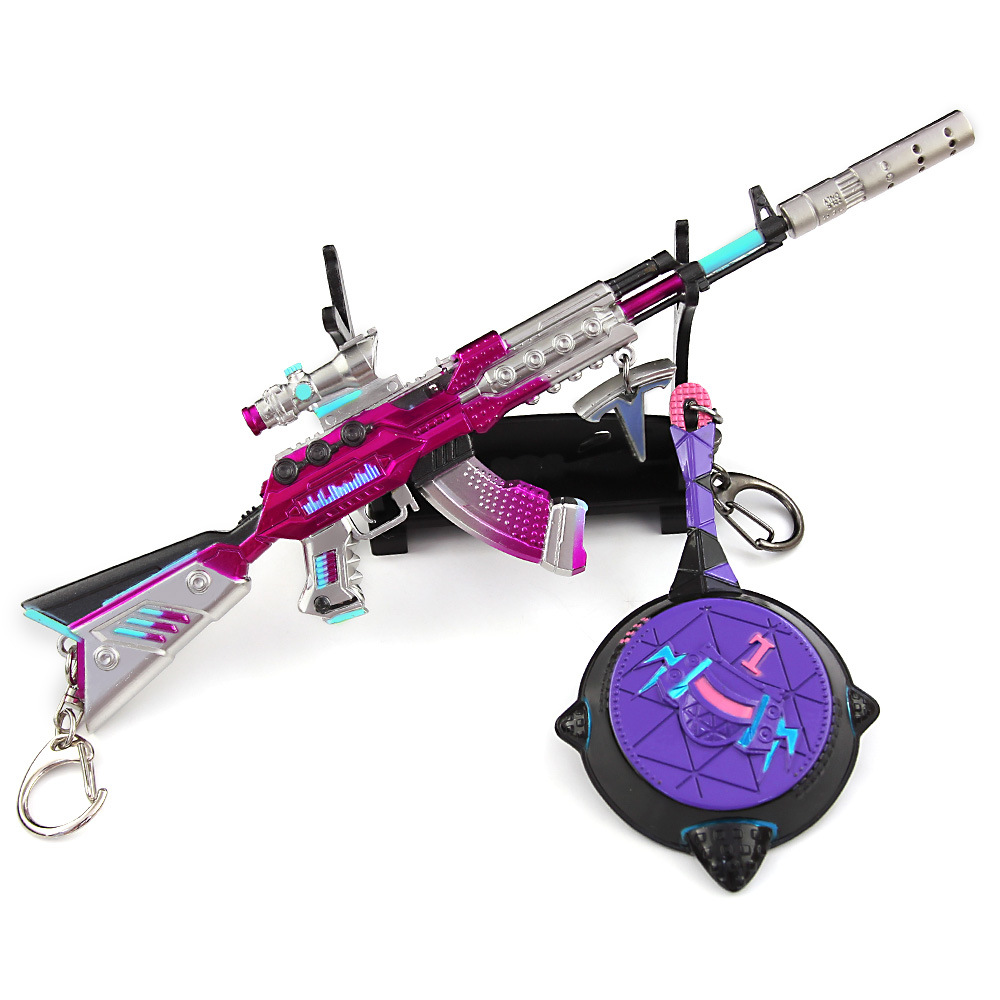 和平精英吃鸡玩具akm炫紫旋律平底锅皮肤小枪金属武器模型挂件