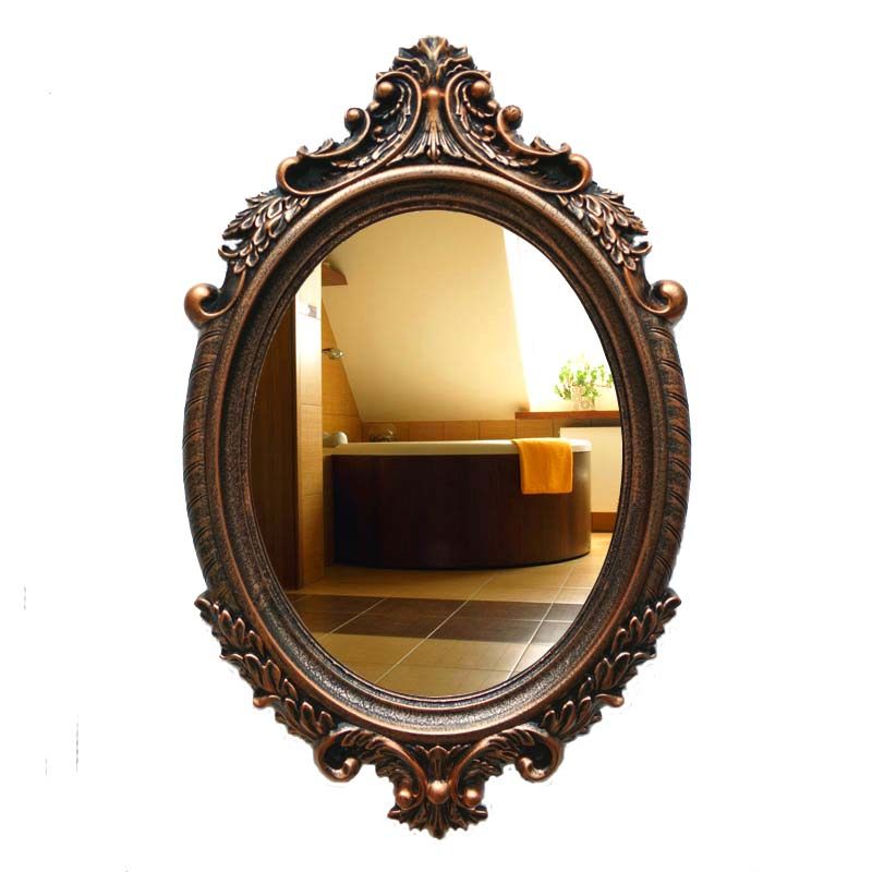 欧式浴室镜仿古卫生间洗手台镜美容院雕花镜复古梳妆台镜子壁挂