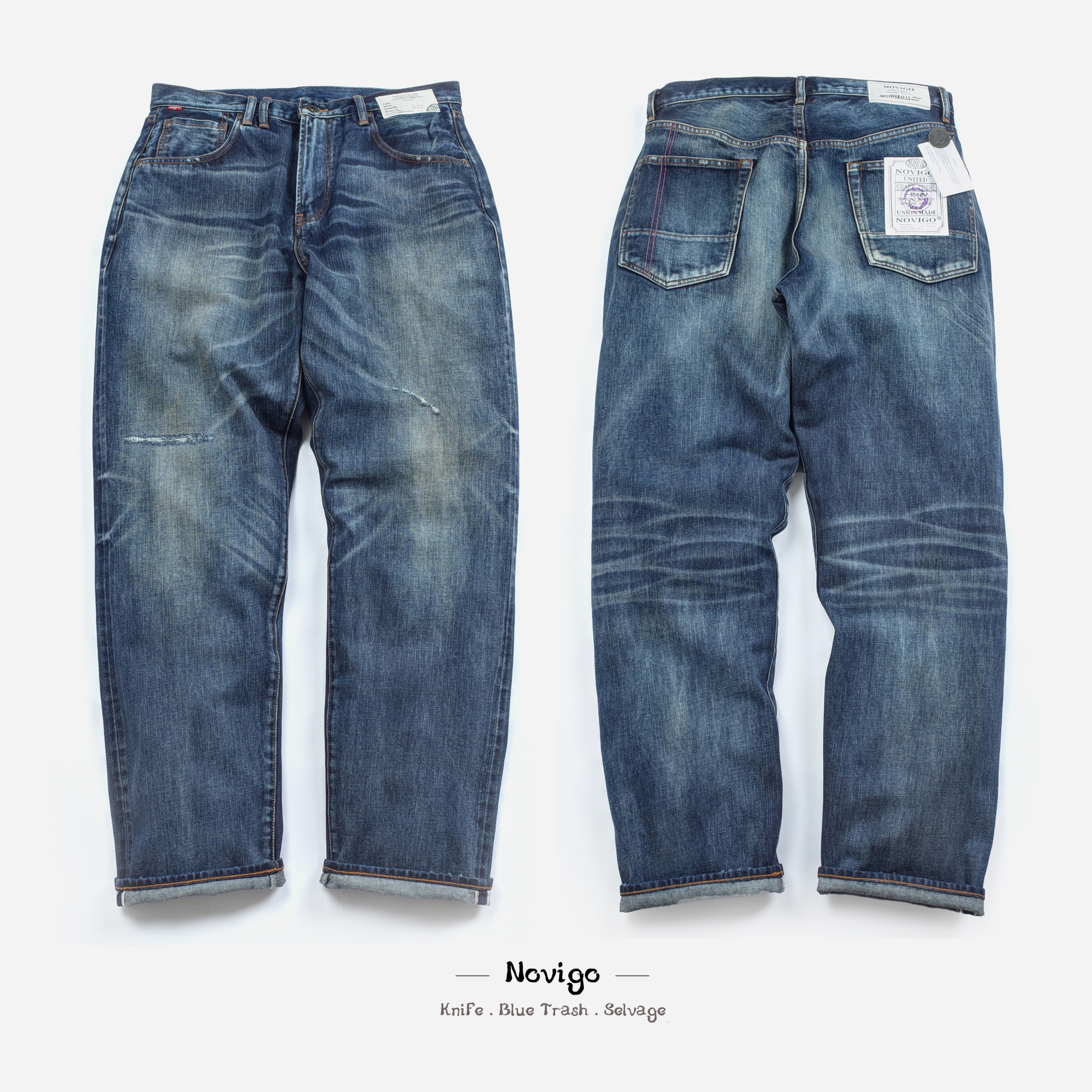 刀割3.0!NOVIGO KNIFE.BLUE TRASH.SELVAGE赤耳丹宁匠洗水牛仔裤