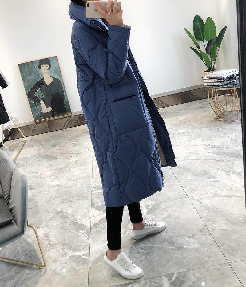 吃土都要收!反季特卖 宽松简约中长款90白鸭绒过膝加厚羽绒服女