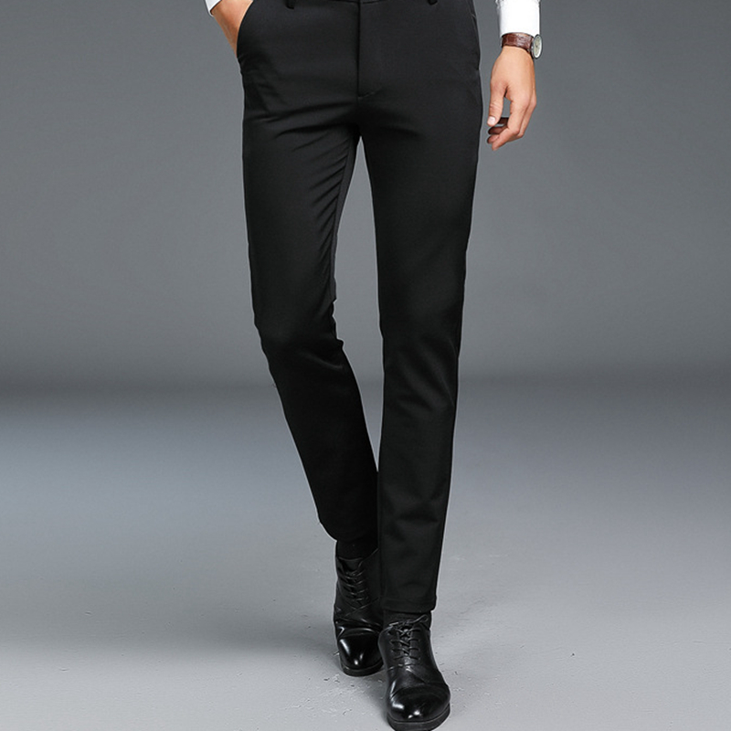 撤柜剪标男装春夏薄款黑色休闲裤男士纯色修身针织弹力长裤