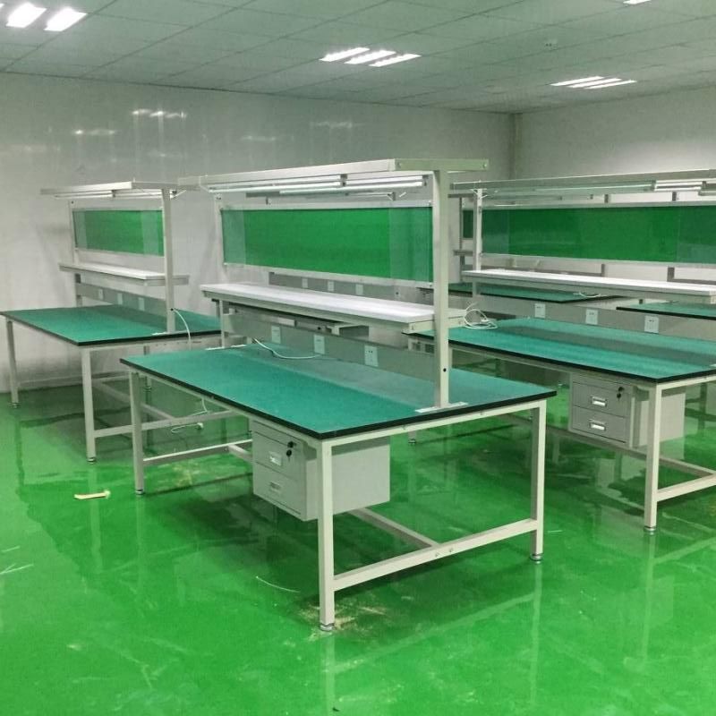 双面面带灯架组装流水线电子厂车间防静电拆装工作台工作台