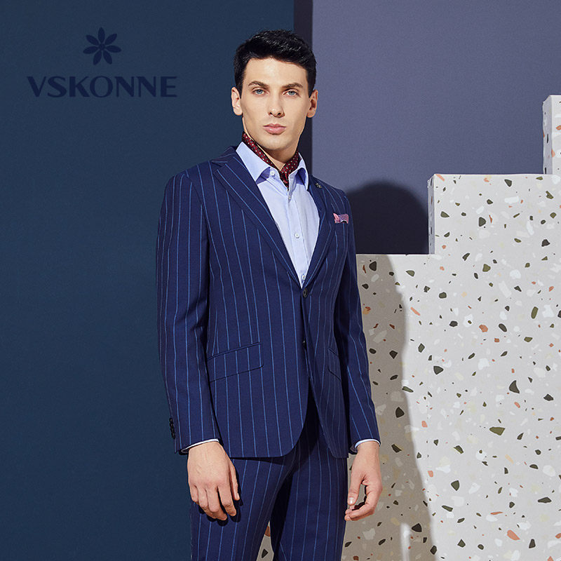 vskonne威斯威斯康康尼男套西服意大利进口100羊毛西服