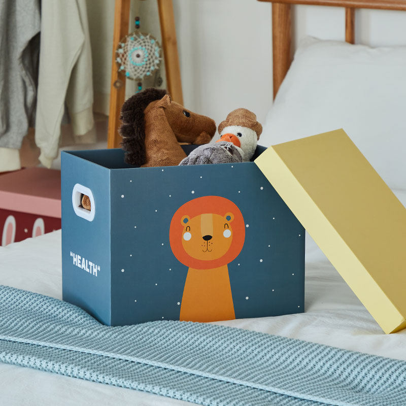 收纳可爱动漫卡通纸质儿童玩具盒子储物整理箱带创意收纳箱