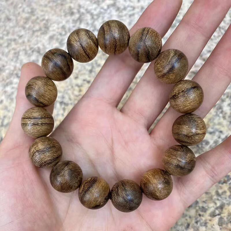 达拉干沉香油14mm佛珠手串香味天然沉香圆珠手串