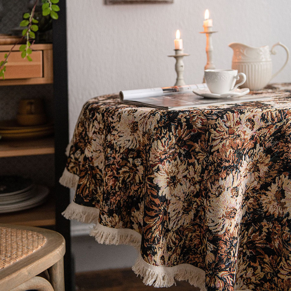 桌布耿织法式复古古风圆桌北欧ins台布棉麻桌布