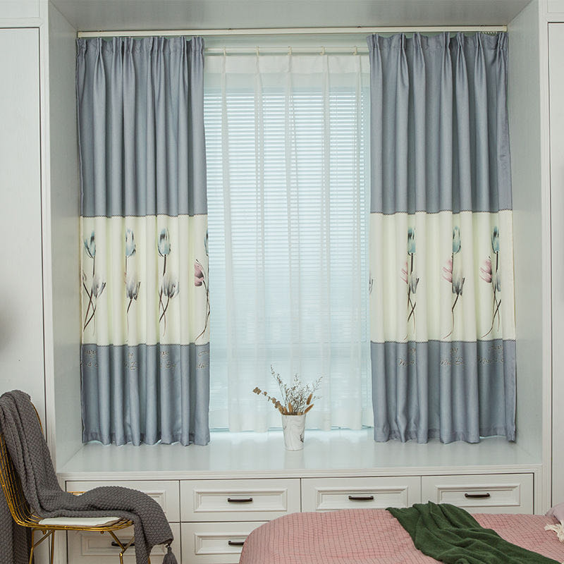 短款半帘卧室飘窗窗帘短帘遮光房间小窗户北欧简约清新次卧成品帘