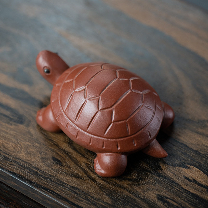 宜兴紫砂茶宠龟大红袍小乌龟创意雕塑茶具配件摆件茶宠摆件