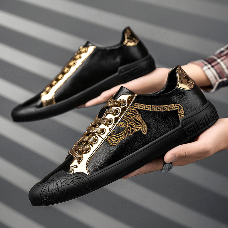 潮流板鞋男2022夏季新款网红真皮小白潮鞋男士透气百搭软皮休闲鞋