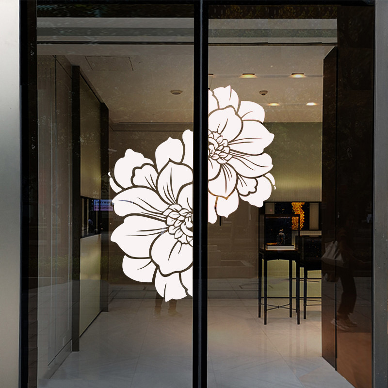 花朵厨房推拉推拉门门窗花纸玻璃贴纸简约家用墙贴