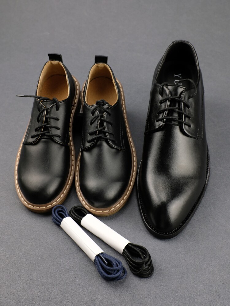 鞋带细款圆形棉鞋黑色蓝色微腊男士商务皮鞋鞋带