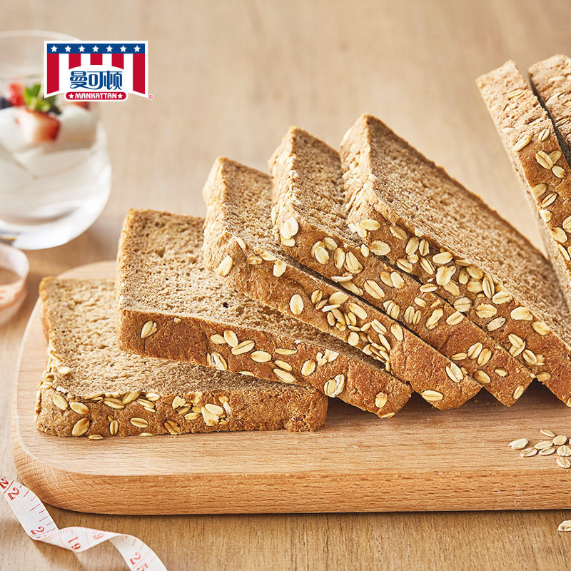曼可顿全麦高纤维面包切片吐司绿色粗粮谷物传统西式糕点