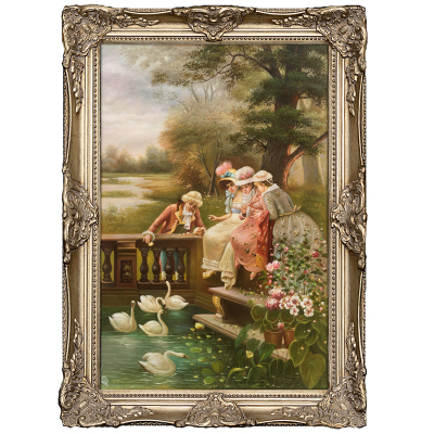 手绘客厅玄关卧室装饰画欧式古典天使宫廷人物画框rw16油画