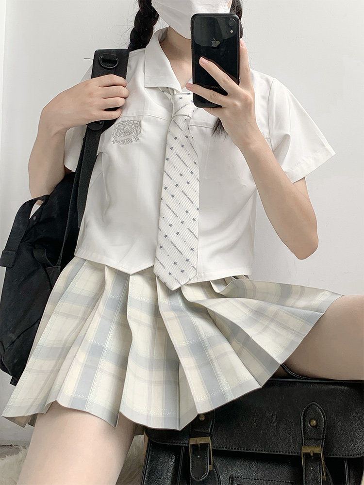 原创白格天使正版裙格制服jk七夜时差余温格半身裙