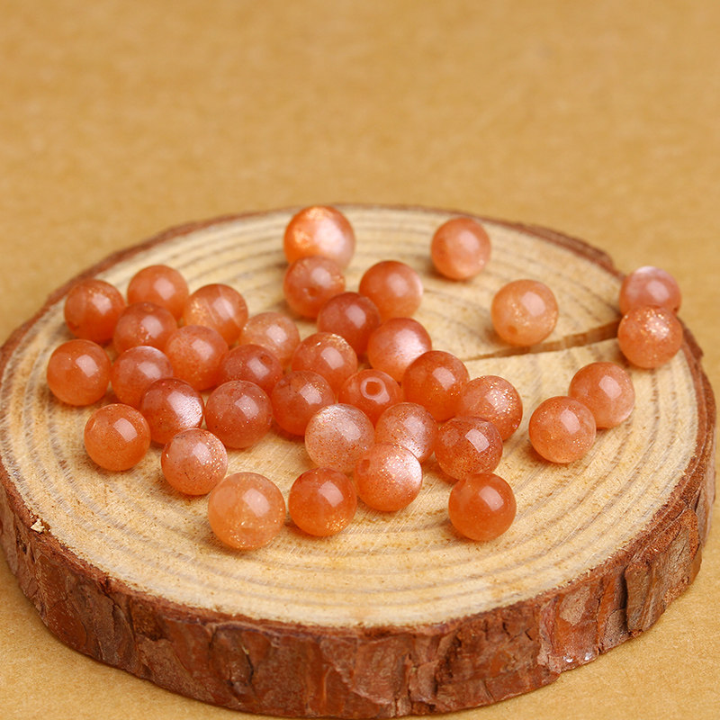 鼎喜7a太阳石散珠橙色月光石圆珠diy手工串珠其他diy饰品配件