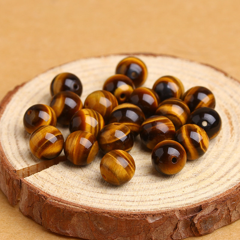 鼎喜6a级天然黄虎眼石散珠diy虎睛石木变石鹰眼石圆珠配水晶珠子