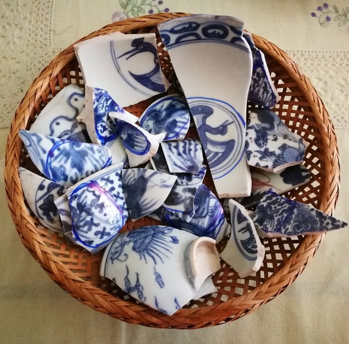 凤凰于飞倾爱千年 打磨好包老明清青花古瓷片老瓷碎瓷标本吊坠