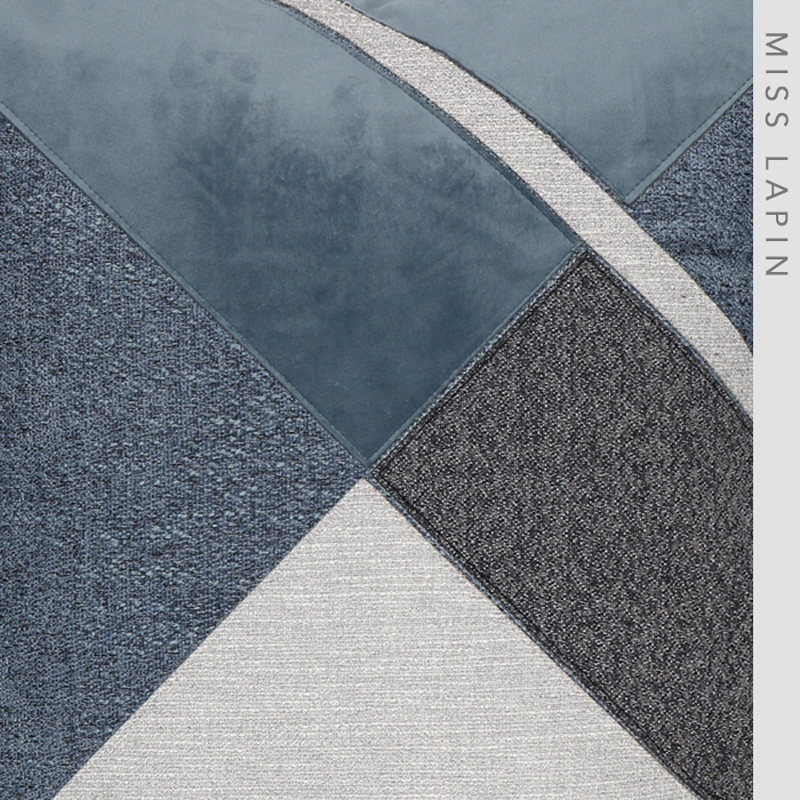 澜品家居简约现代样板房抱枕靠垫深蓝浅蓝几何靠垫