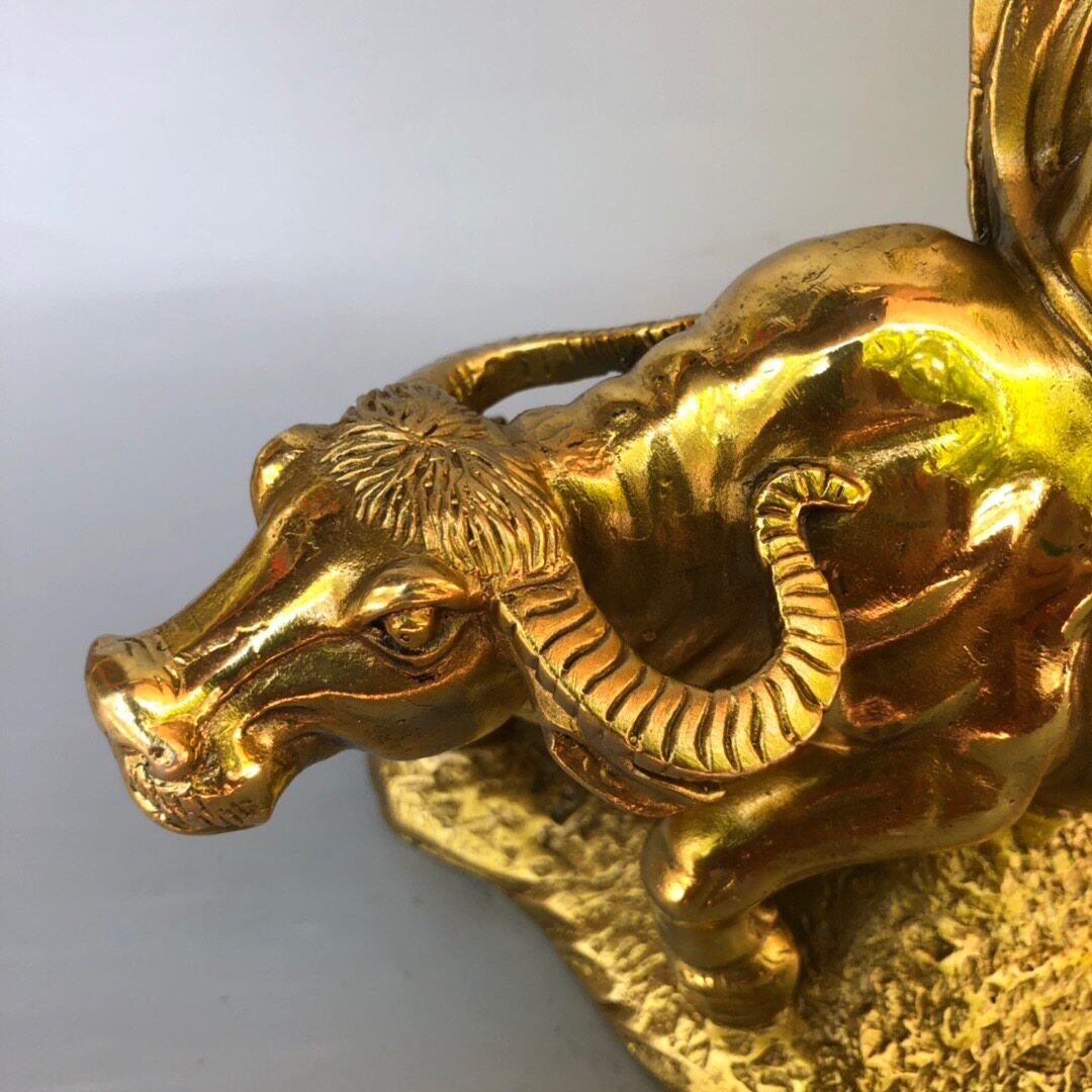 老子骑牛纯铜摆件黄铜出关道家祖师老君铜像摆件