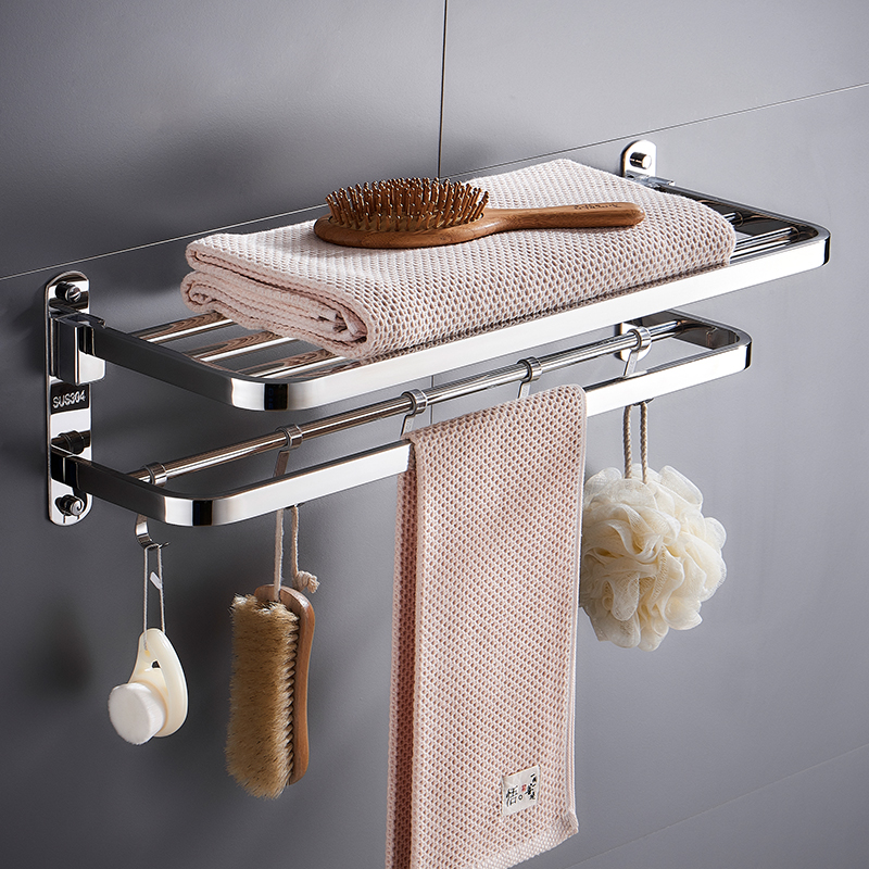 卫生间毛巾架不锈钢浴巾2层洗手间浴室衣架衣服折叠浴巾架