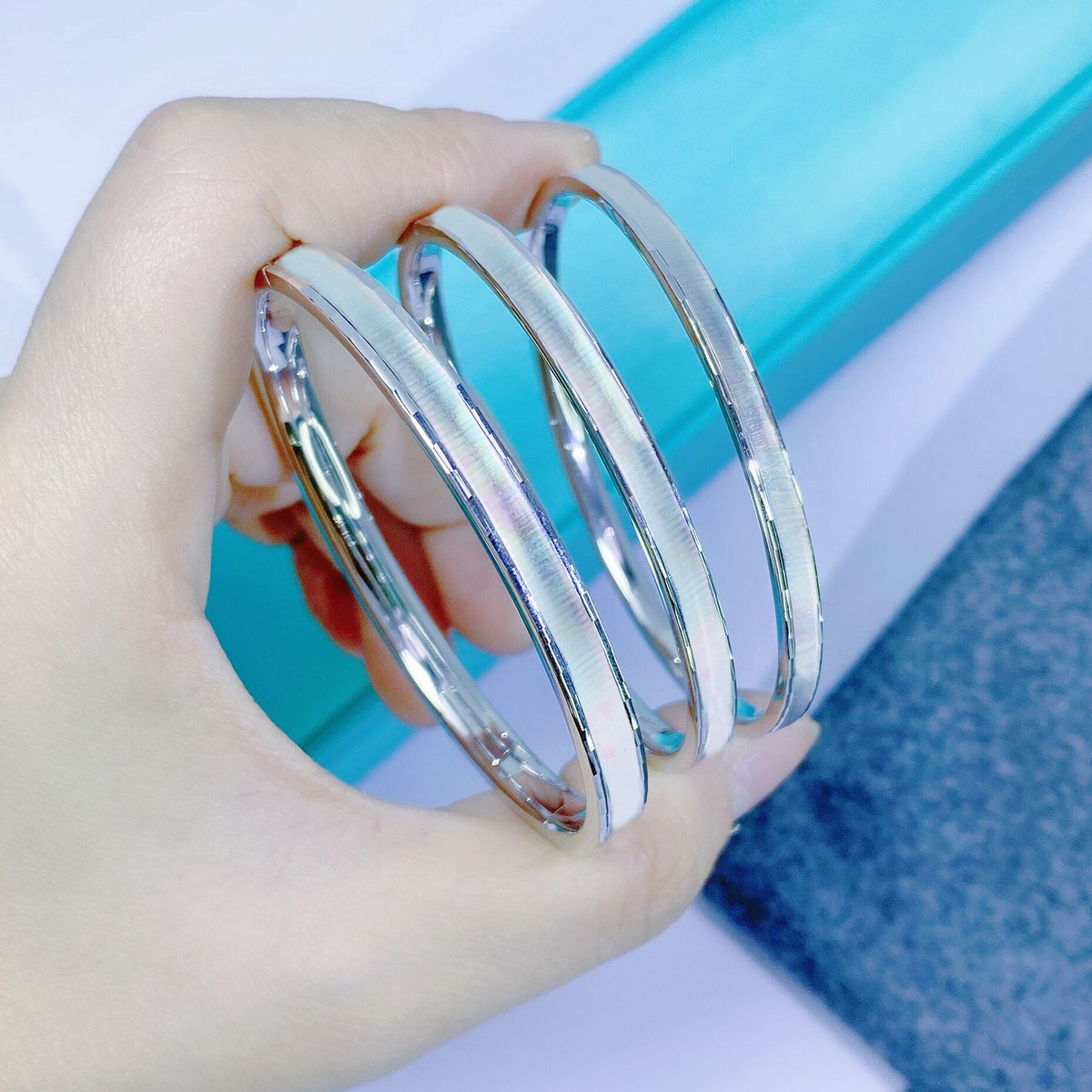 亮瞎眼猫眼幻彩椭圆手镯贵妃pt950铂金白金手镯手环女款正品女士