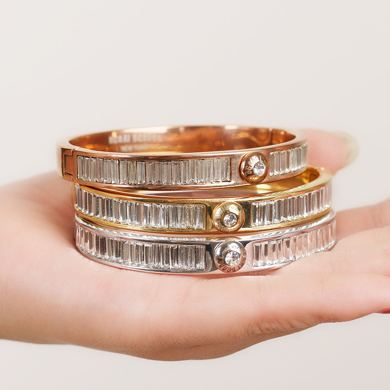 水晶手环henribendel镶嵌单排方形切面质感气质手镯