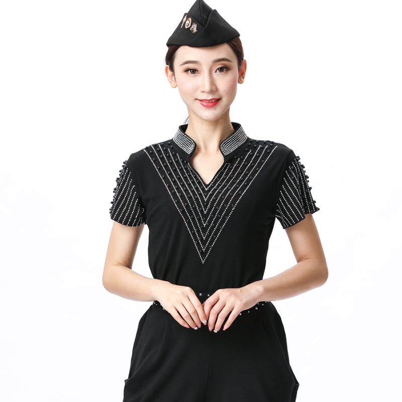 2019王淑银舞蹈长袖同款果果服装新款水兵不不t恤