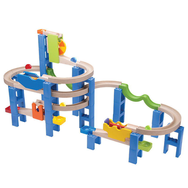 泰国原装进口wonderworld滚珠弹珠木制轨道套装天然橡胶建构