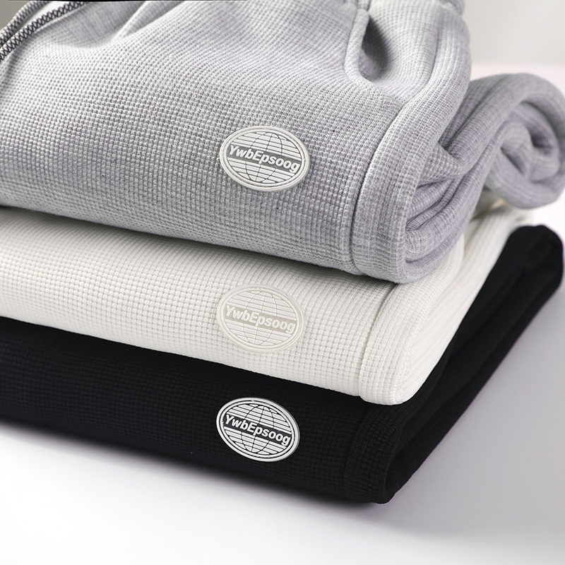 华夫格卫裤男春秋新款潮流大码束脚裤子港风宽松直筒运动休闲长裤