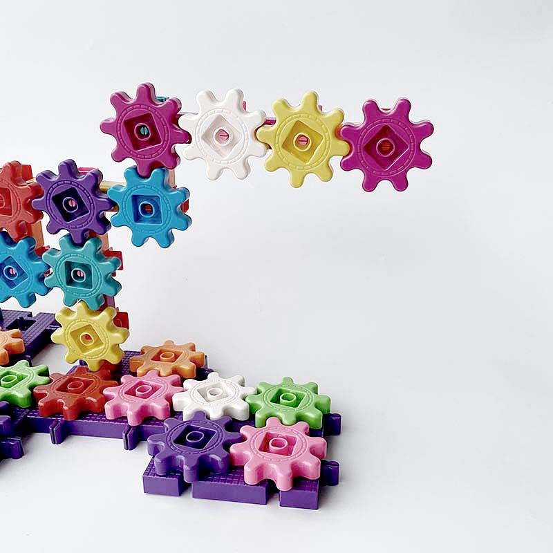 积木齿轮儿童拼插玩具创意彩虹幼儿园宝宝启蒙塑料积木