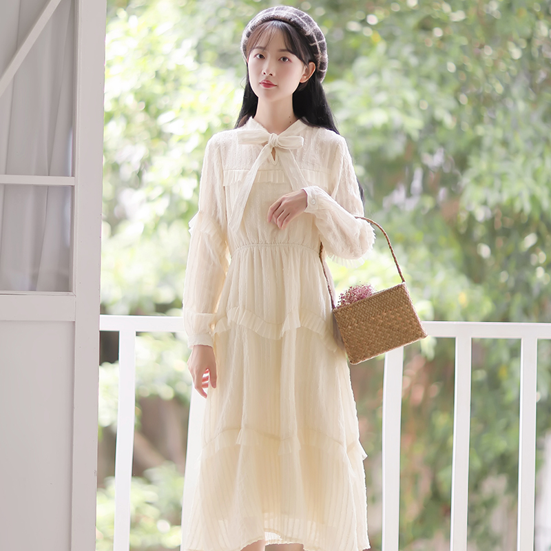 蕾丝森系超仙仙女连衣裙女装春款秋冬季2020新款流行新品长裙裙子