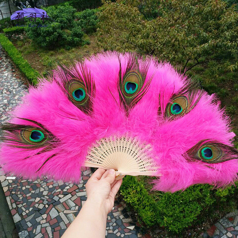 古风孔雀孔雀羽羽毛鹅毛扇子凤凰舞蹈婚庆折扇工艺扇
