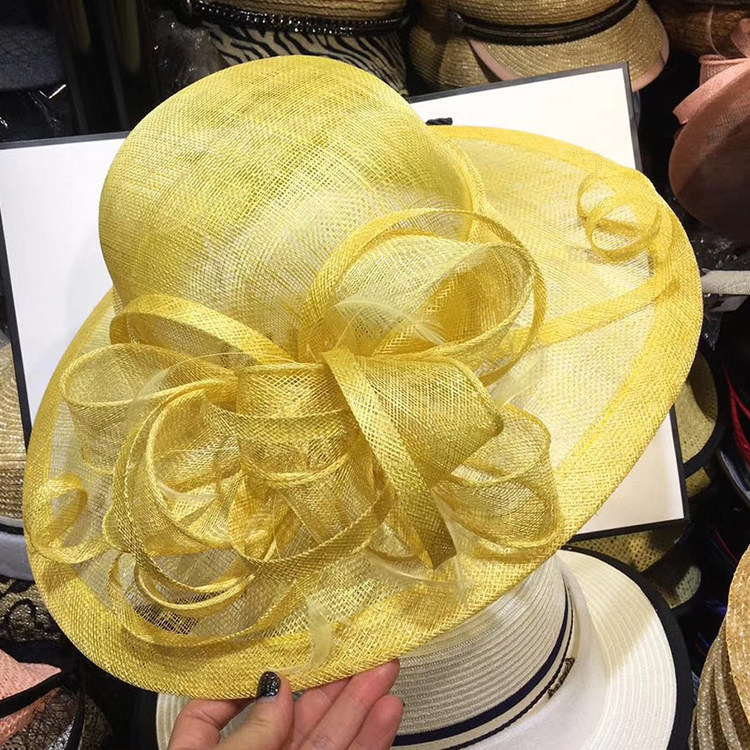 宫廷麻纱帽子子女英伦女春夏天礼帽菲律宾亚麻帽子