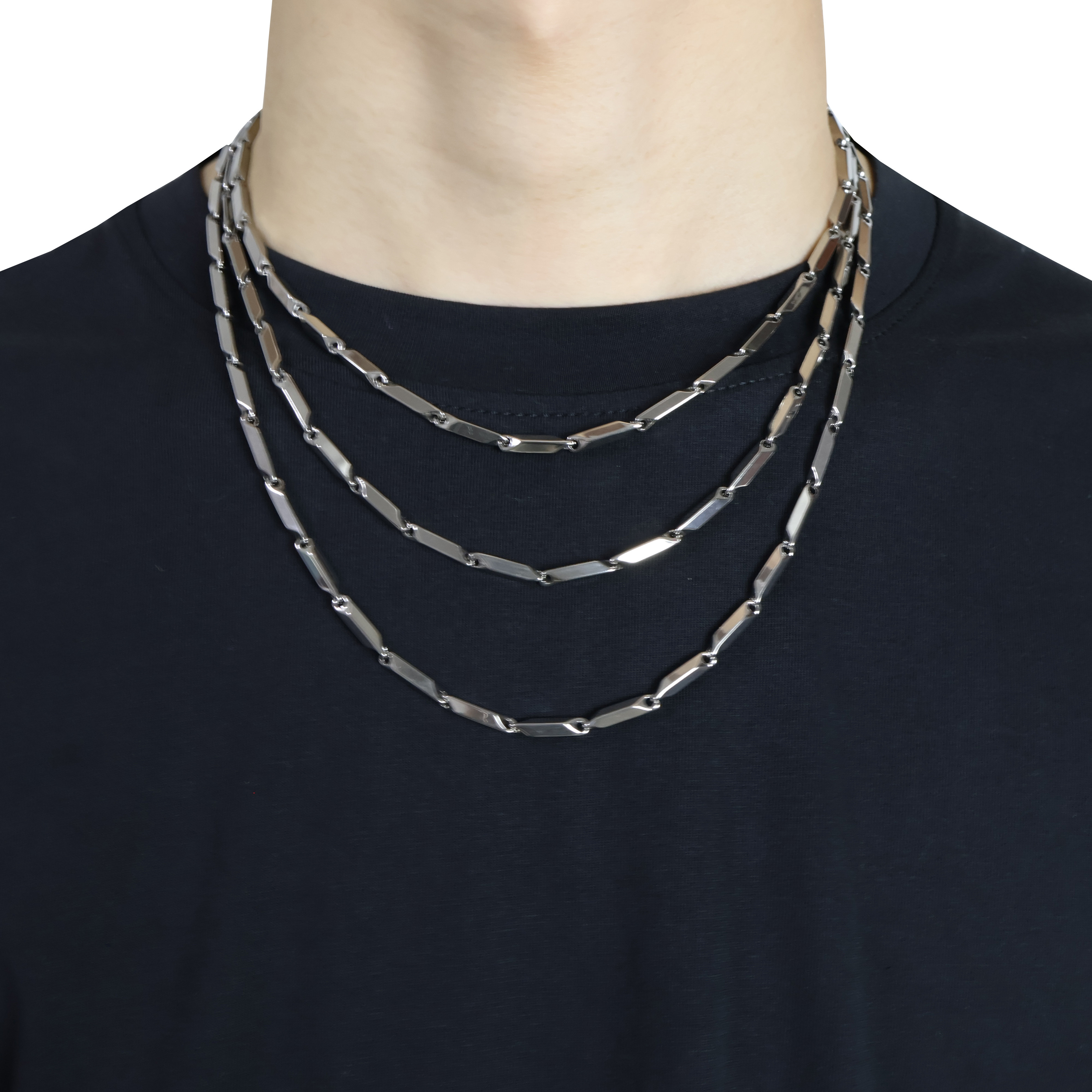 项链钛钢男女百搭基础菱形古巴运动健身瓜子项链