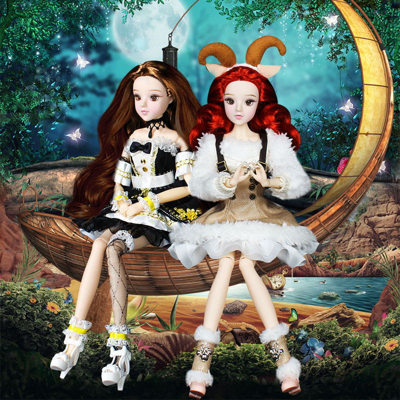 徳必胜芭比娃娃12星座娃娃30cm换装娃娃6分娃十二星座仿真玩具女