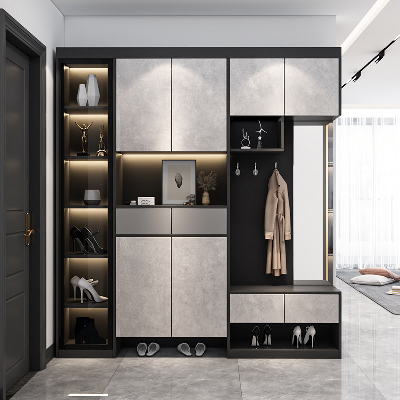 进门鞋柜玄关一体靠墙现代简约家用大容量收纳轻奢门厅