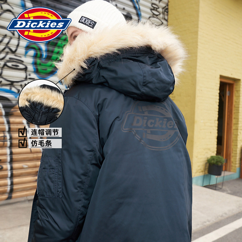 dickies羽绒服男连帽工装潮牌冬季百搭中长款保暖加绒加厚外套