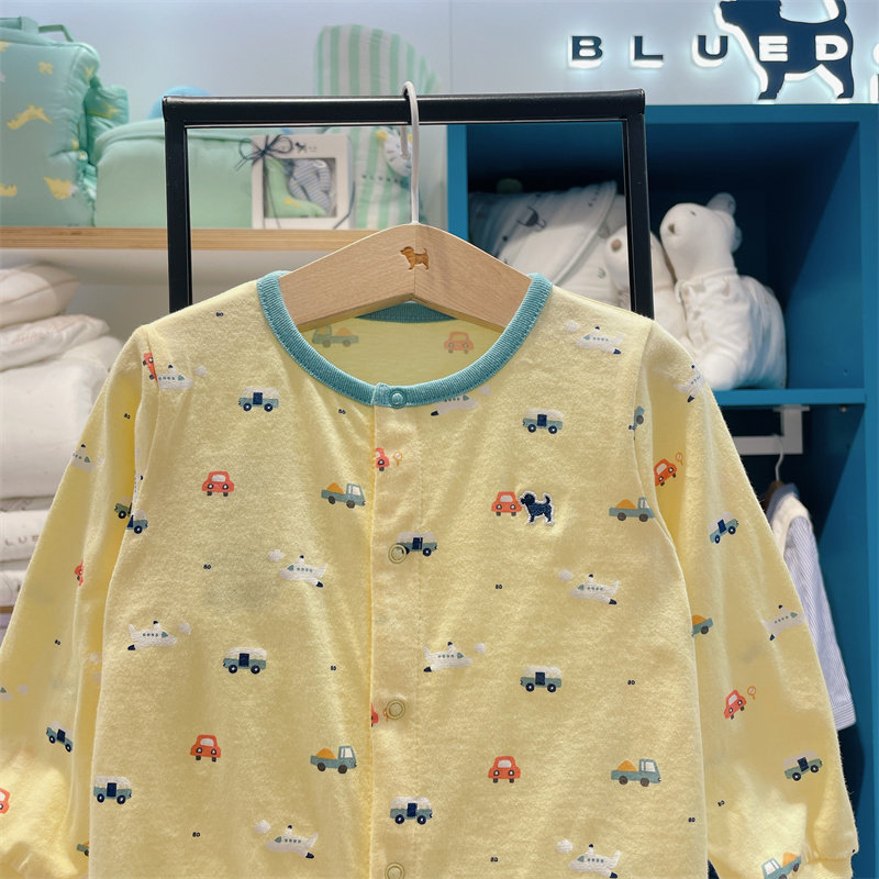 打折bluedog蓝狗韩国童装代购2023儿童小汽车纯棉连身衣