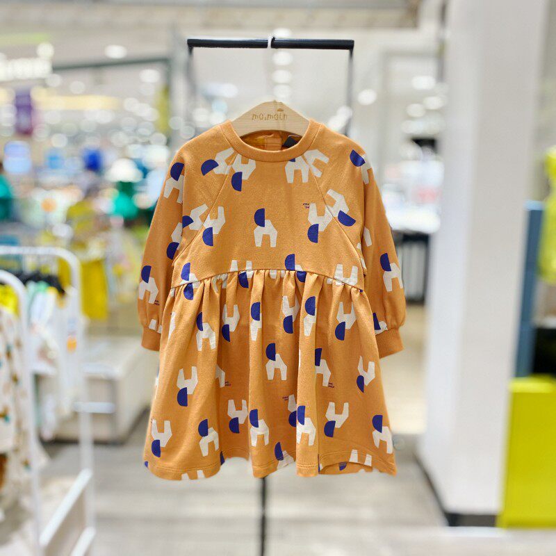打折moimoln云朵韩国童装代购女童小花洋气柔软连衣裙