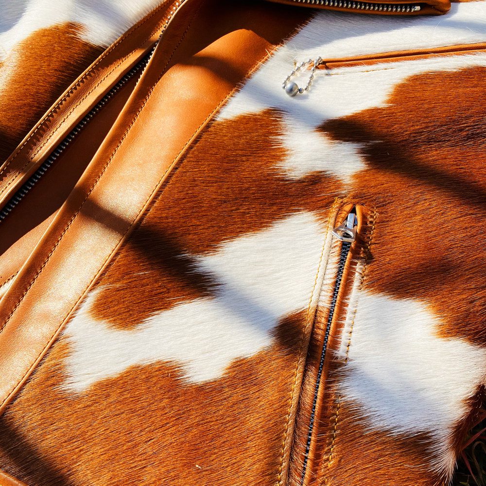 美式复古rl奶牛皮毛一体1927年代骑士机车皮衣皮衣