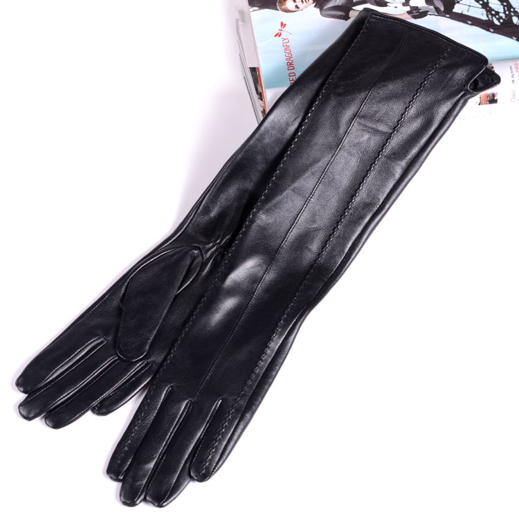 特真皮长手套手臂套 女冬 触屏长手套小羊皮长款手套加长手臂套女