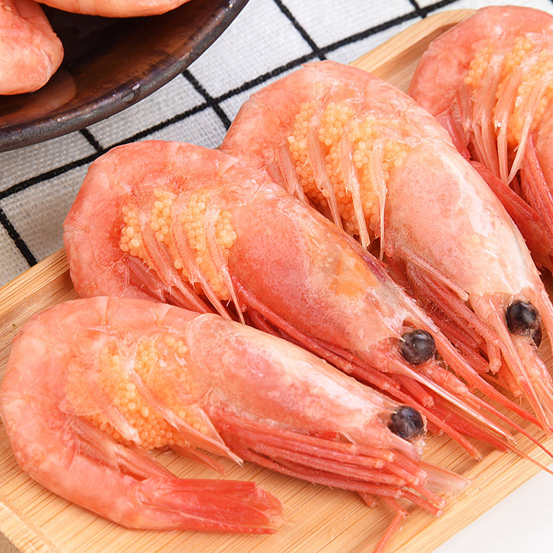 北极甜虾冷冻带籽大号刺身新鲜虾冰虾甜虾腹冻虾