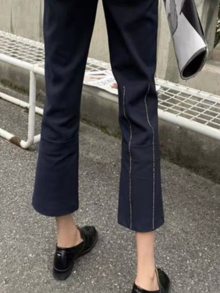 九分西装裤女2022春秋新款薄款直筒高腰显瘦大码休闲微喇叭裤子潮