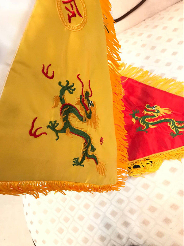 五龙龙旗红色令旗双面刺绣底座道家用品道教工艺品