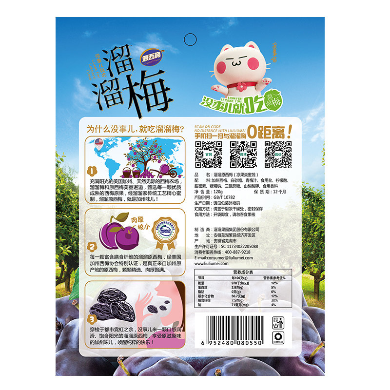 西梅溜溜梅原120g3袋梅子蜜饯干果美国加州梅类制品