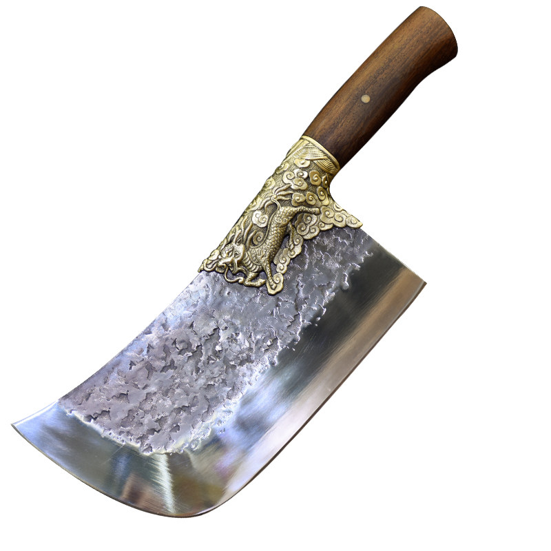 龙泉庖丁两用菜刀家用手工锻打切菜刀厨师专用菜刀